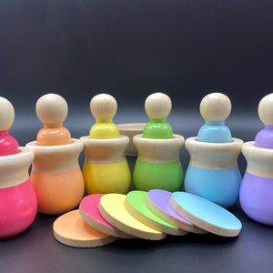18 piece Montessori Toys Bundle Peg People in Cups
